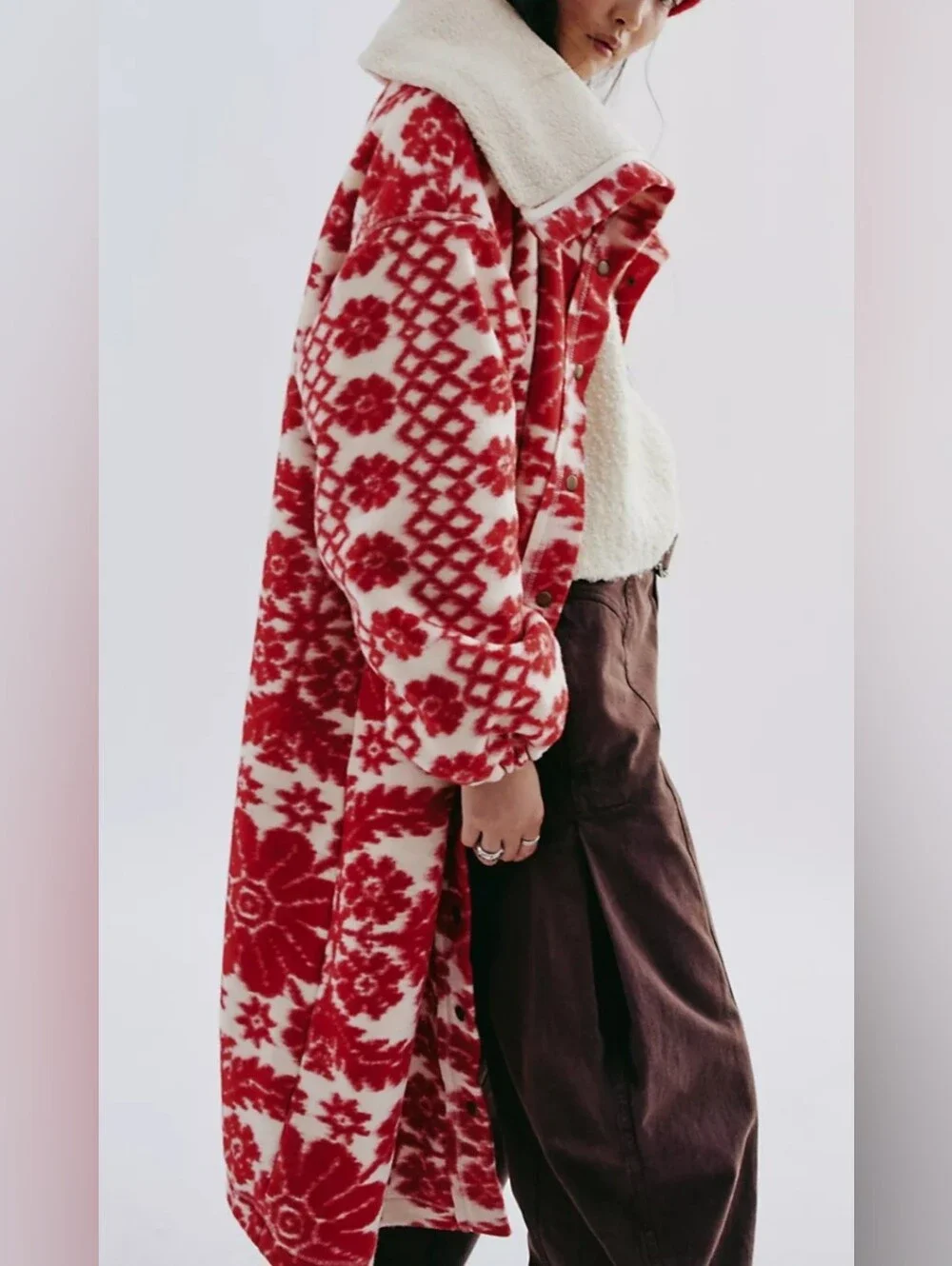 Free People This Love Cardi  Oversized Fold-over Sherpa Neckline Coat.out Of Sal